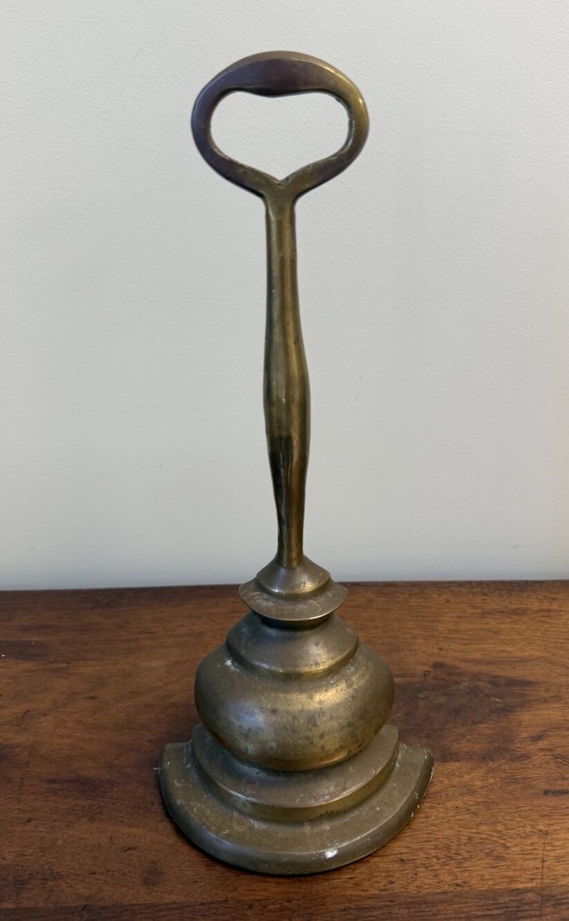 Vintage Solid Brass Doorstop Door Porter Handle Made in India 13.125"